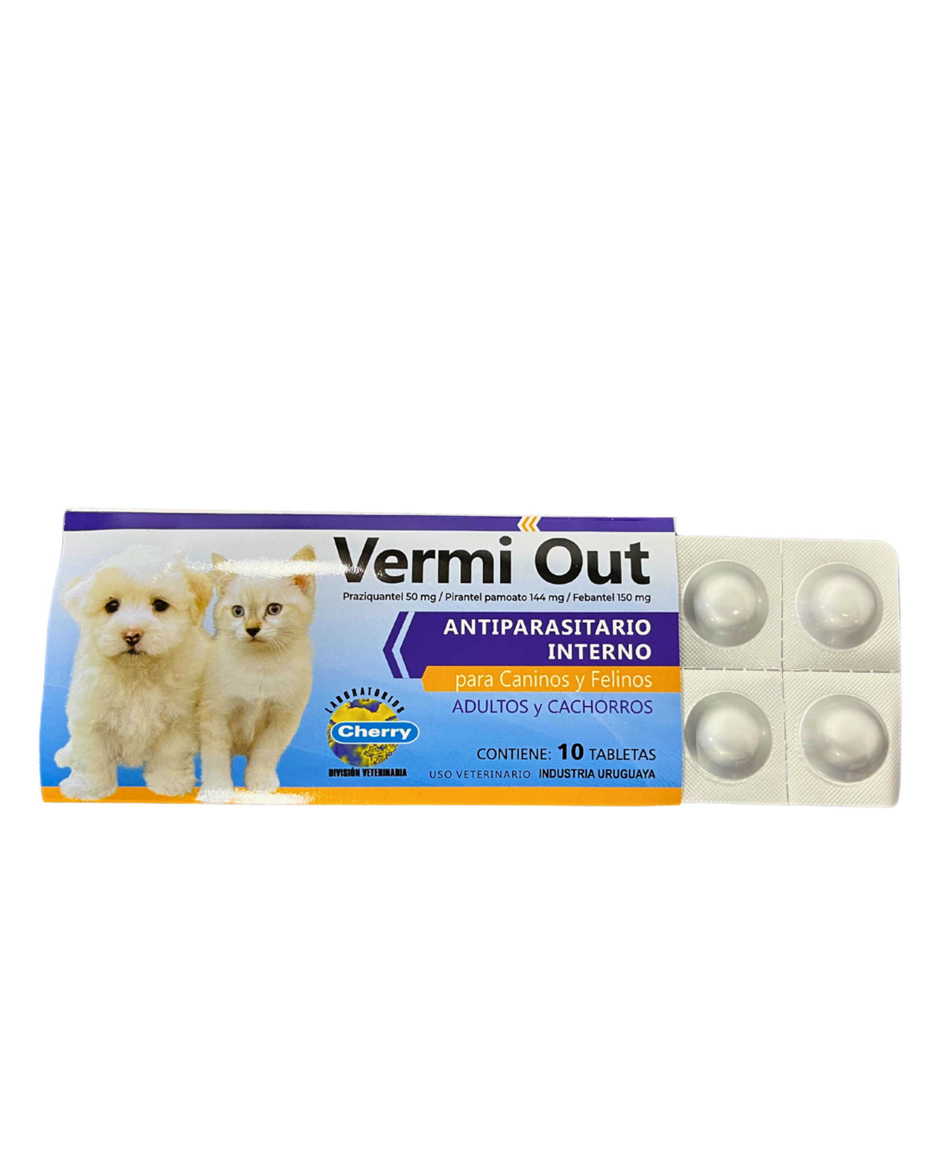 Vermi Out X 10 Tab ( Cherry ) * Antiparacitario + Prazicuantel + Febantel
